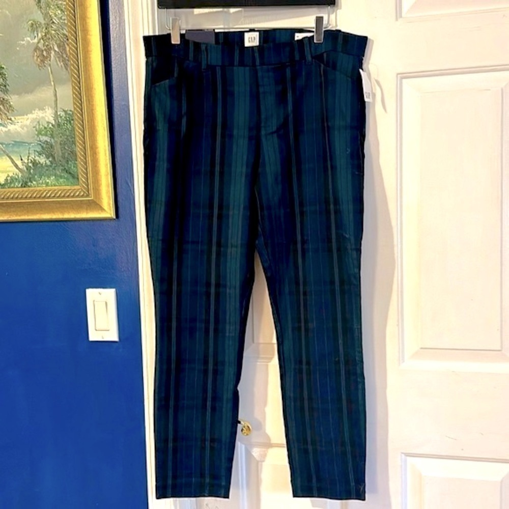 NWT Women’s Gap Plaid Signature Stretch Mid Rise Skinny Ankle Pants Size 14